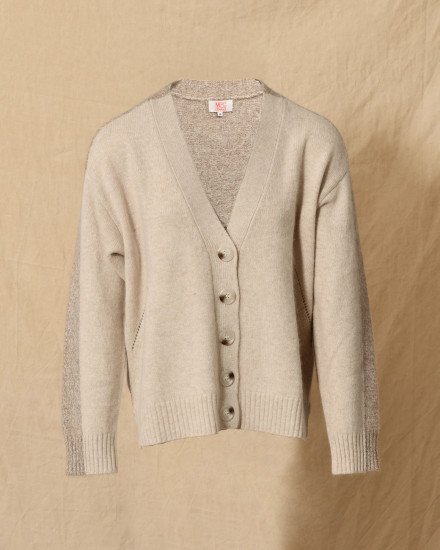 Cardigan en laine bicolore beige Ma Petite Capsule
