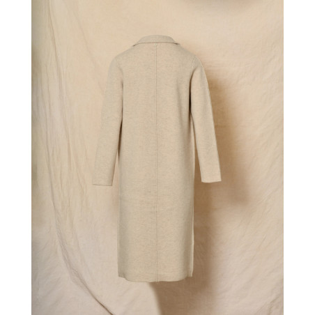 Manteau en laine beige à col tailleur Ma Petite Capsule