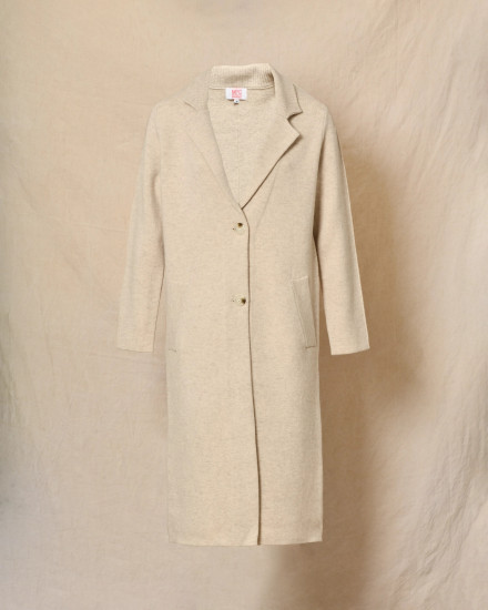 Manteau en laine beige à col tailleur Ma Petite Capsule