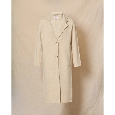 Manteau en laine beige à col tailleur Ma Petite Capsule
