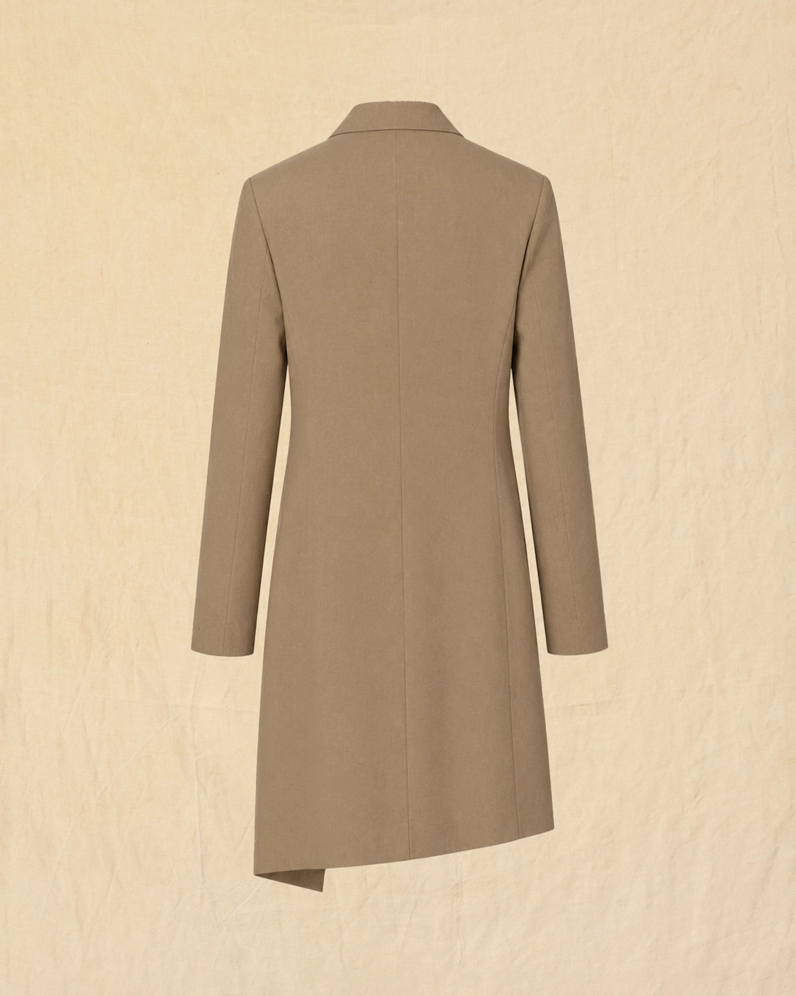 Manteau asymétrique camel à col châle Ixos