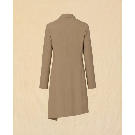 Manteau asymétrique camel à col châle Ixos