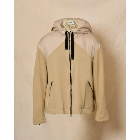 Blouson à capuche bi matière beige Ixos