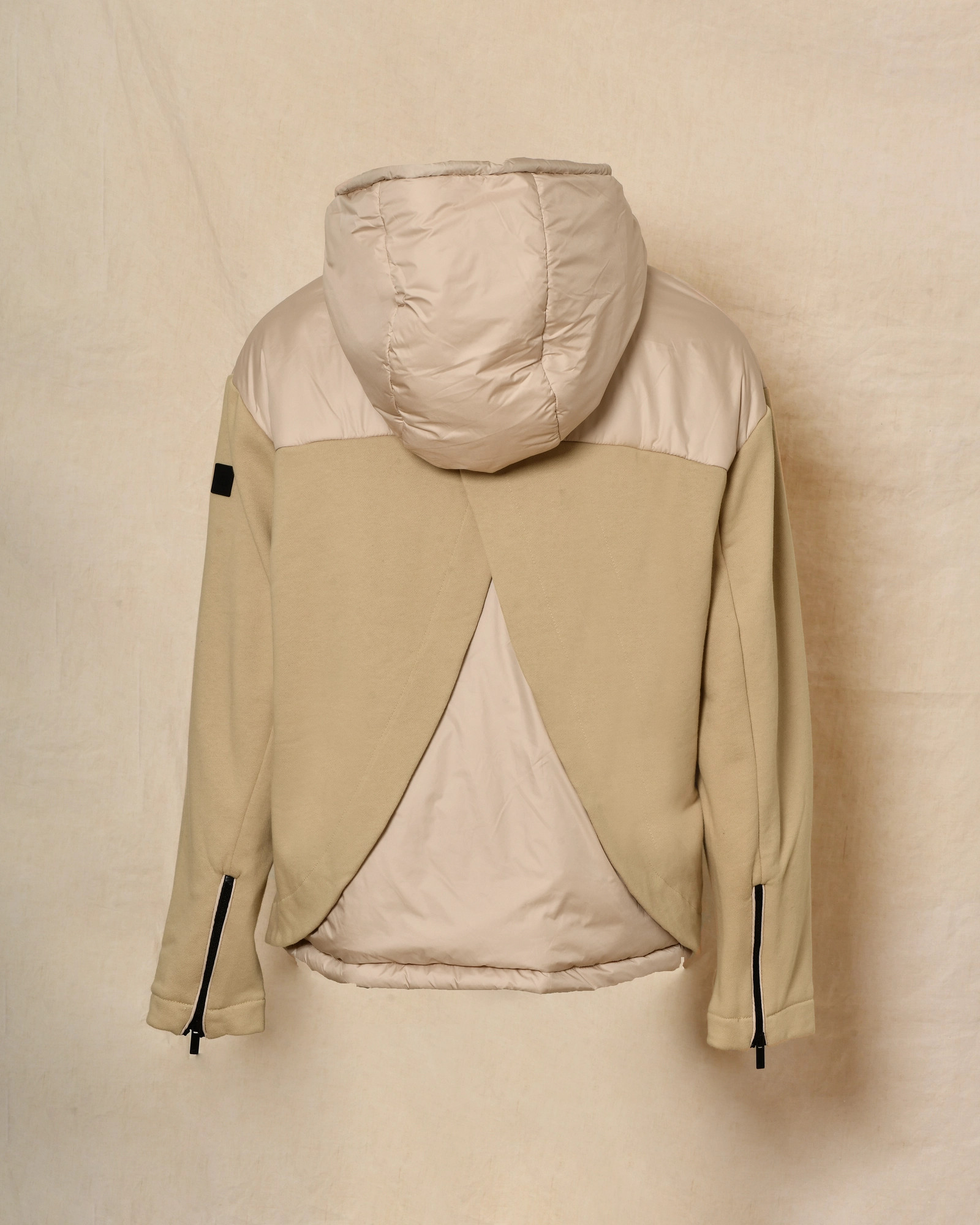 Blouson à capuche bi matière beige Ixos