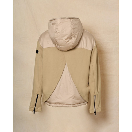 Blouson à capuche bi matière beige Ixos