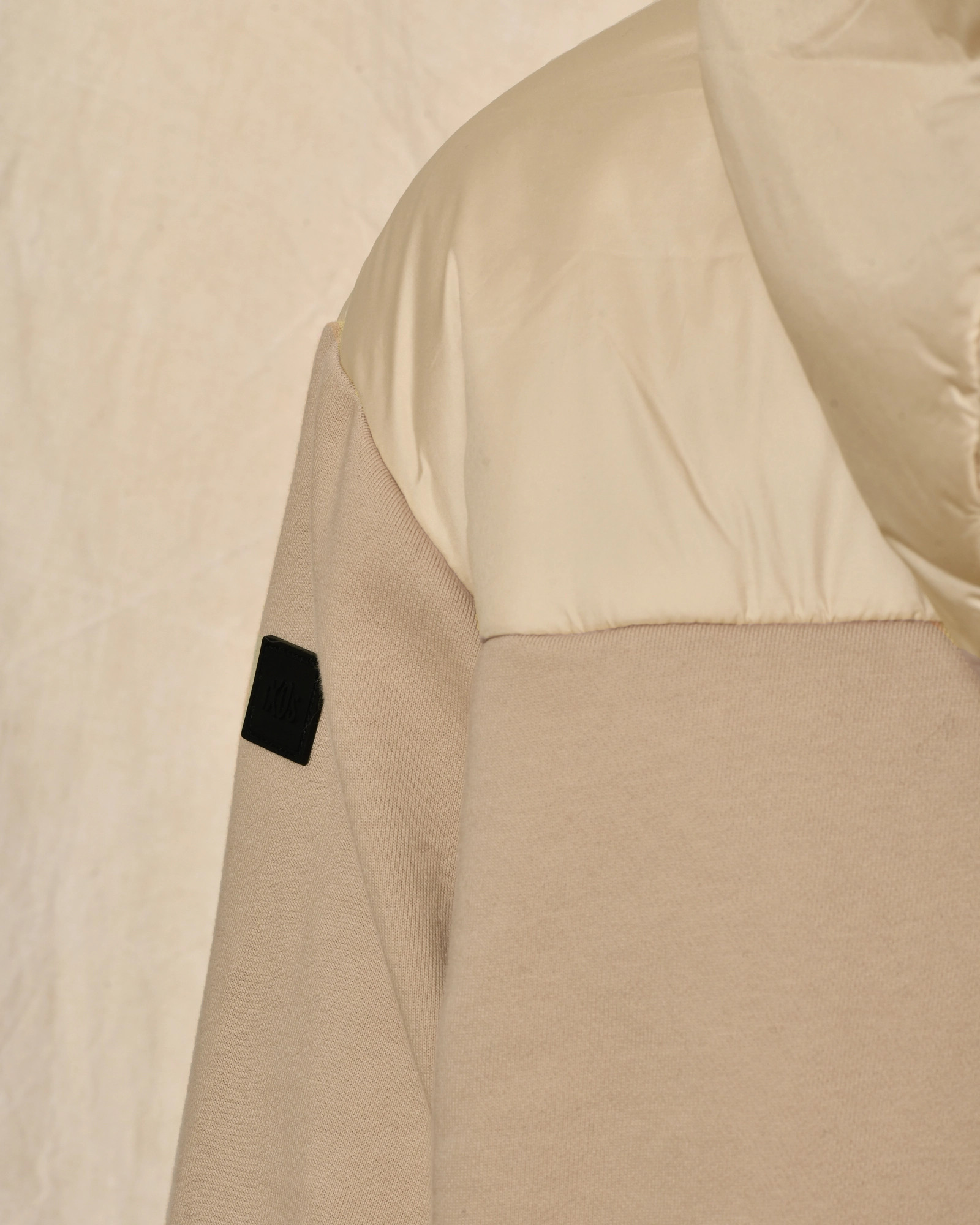 Blouson à capuche bi matière beige Ixos