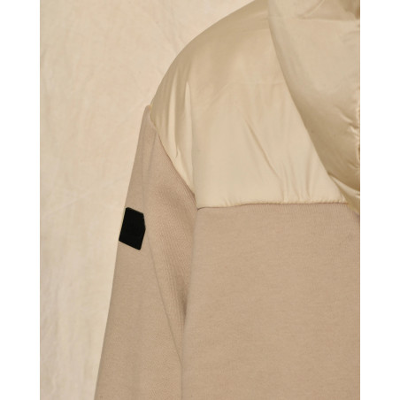 Blouson à capuche bi matière beige Ixos