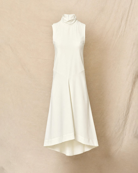 Robe longue écrue sans manches asymétrique Malloni