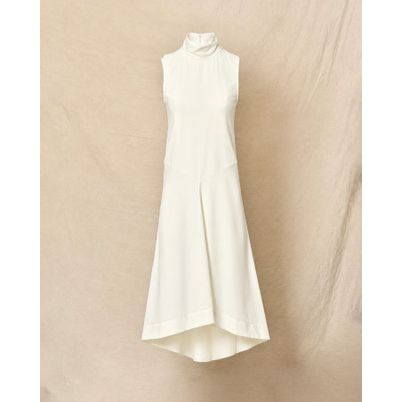 Robe longue écrue sans manches asymétrique Malloni