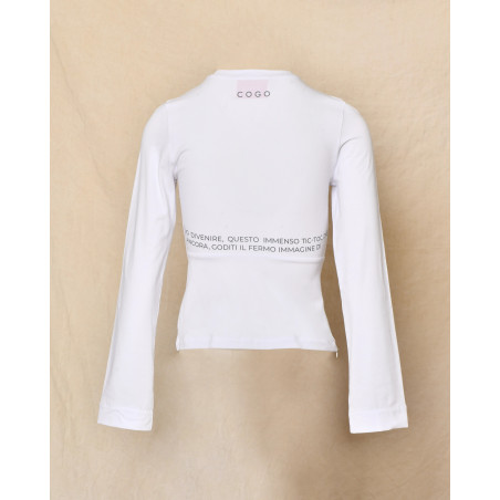 Haut blanc ajusté avec inscription graphique grise Co.Go