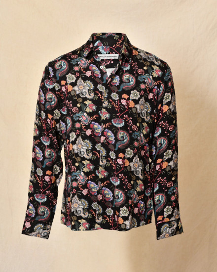 Chemise en viscose noire à imprimé floral Daniele Alessandrini