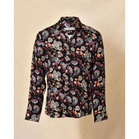 Chemise en viscose noire à imprimé floral Daniele Alessandrini