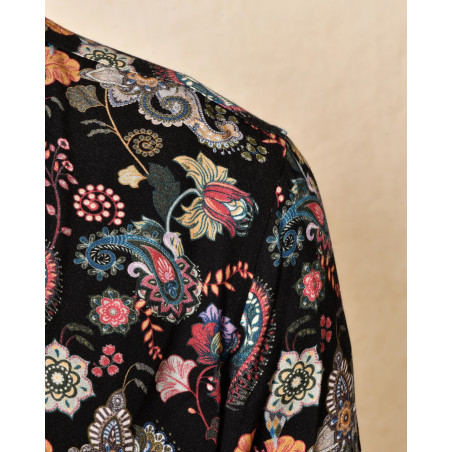 Chemise en viscose noire à imprimé floral Daniele Alessandrini