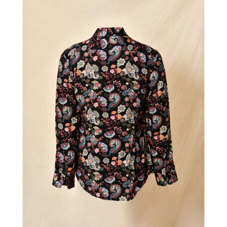 Chemise en viscose noire à imprimé floral Daniele Alessandrini