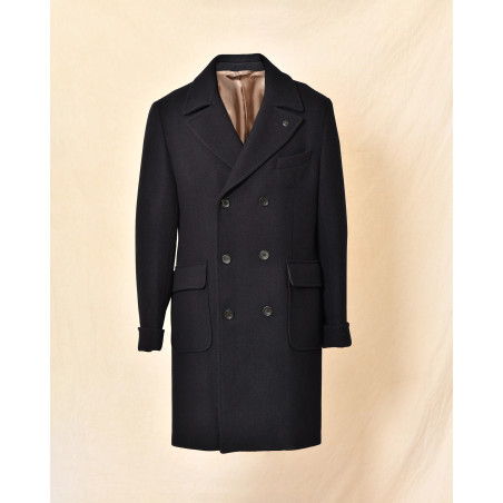 Manteau croisé en laine bleu nuit Outfit