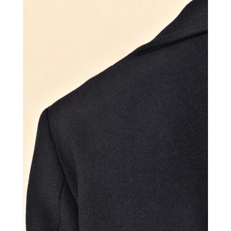 Manteau croisé en laine bleu nuit Outfit