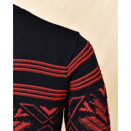 Pull en maille jacquard bleu à motifs nordique Over-D