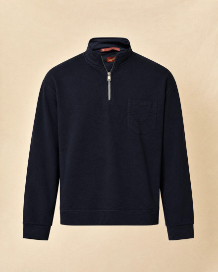 Sweat bleu marine à col montant zippé Telacruda
