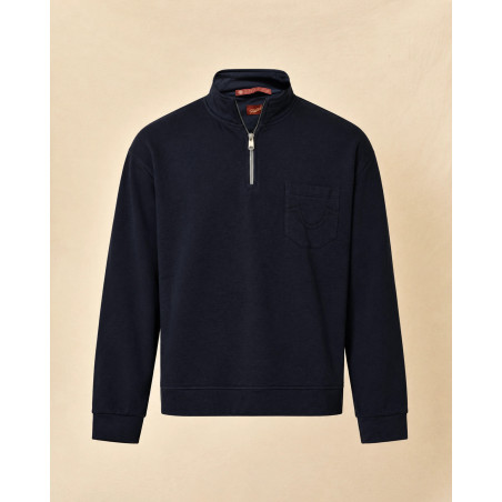 Sweat bleu marine à col montant zippé Telacruda