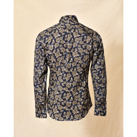 Chemise en coton bleue à imprimé floral Daniele Alessandrini