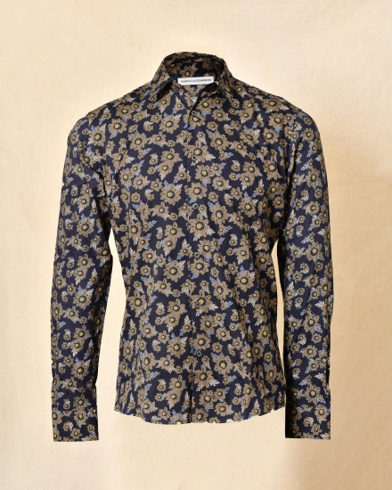Chemise en coton bleue à imprimé floral Daniele Alessandrini