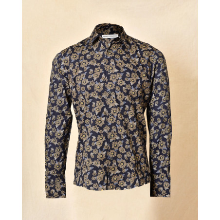 Chemise en coton bleue à imprimé floral Daniele Alessandrini