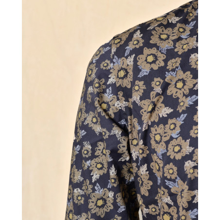 Chemise en coton bleue à imprimé floral Daniele Alessandrini