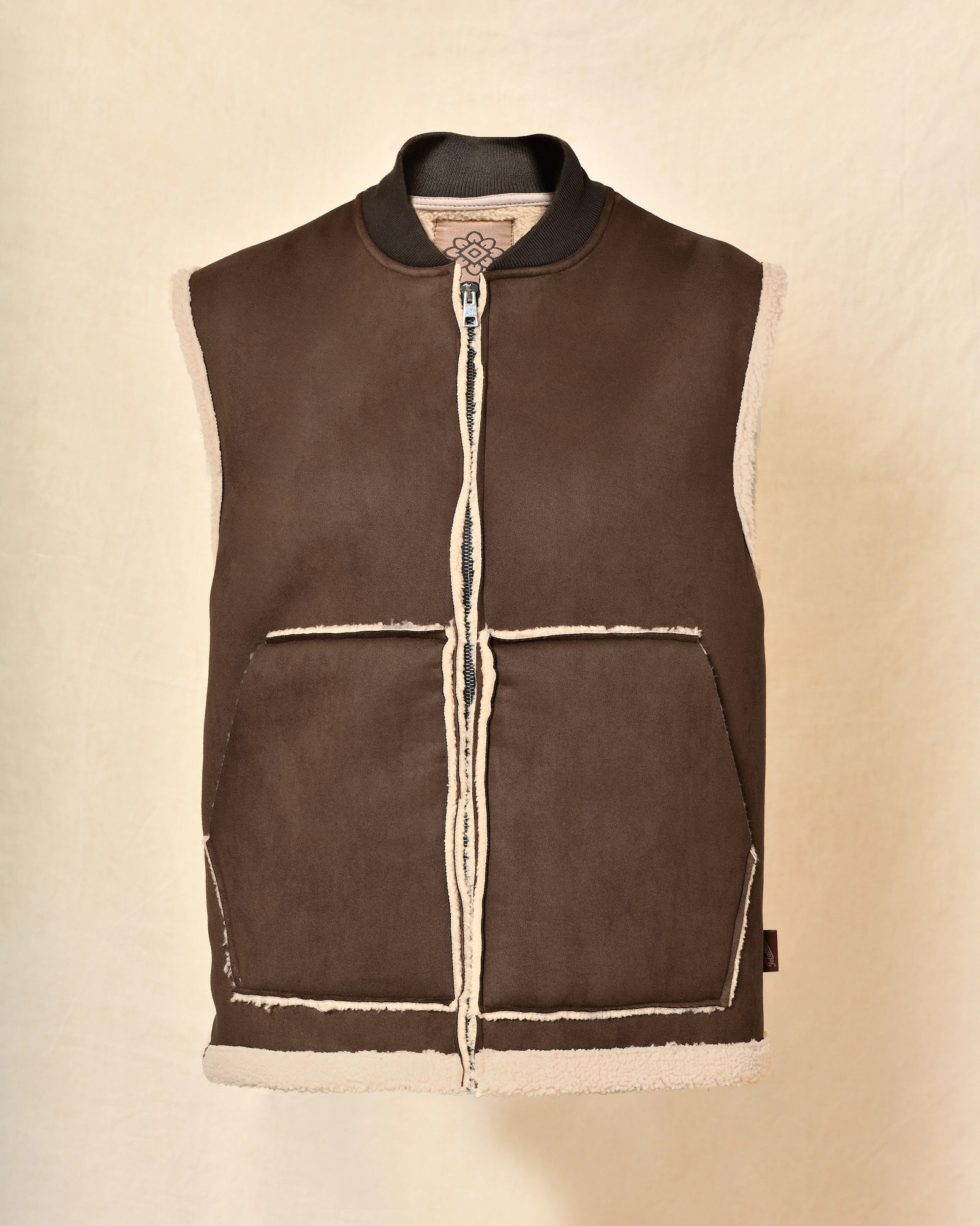 Gilet sans manches en daim marron Telacruda