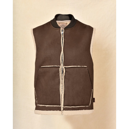Gilet sans manches en daim marron Telacruda