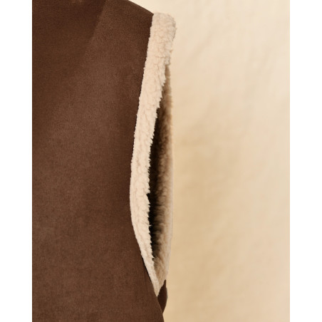 Gilet sans manches en daim marron Telacruda