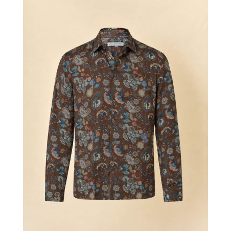 Chemise en viscose marron à imprimé floral Daniele Alessandrini
