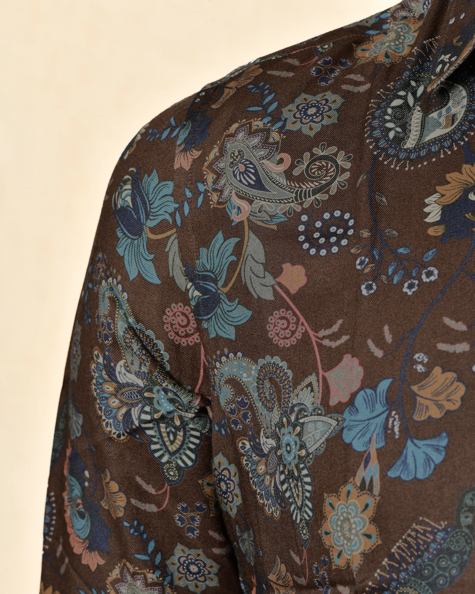 Chemise en viscose marron à imprimé floral Daniele Alessandrini