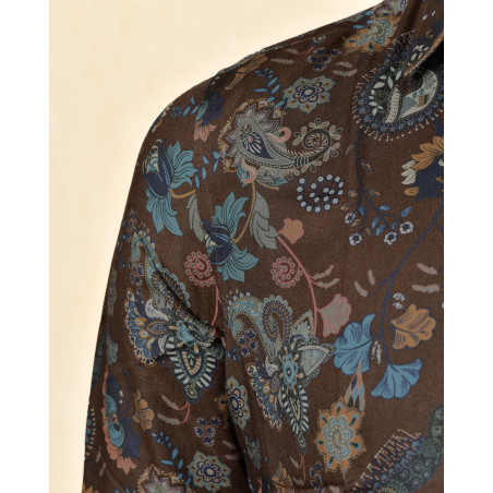Chemise en viscose marron à imprimé floral Daniele Alessandrini