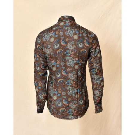Chemise en viscose marron à imprimé floral Daniele Alessandrini