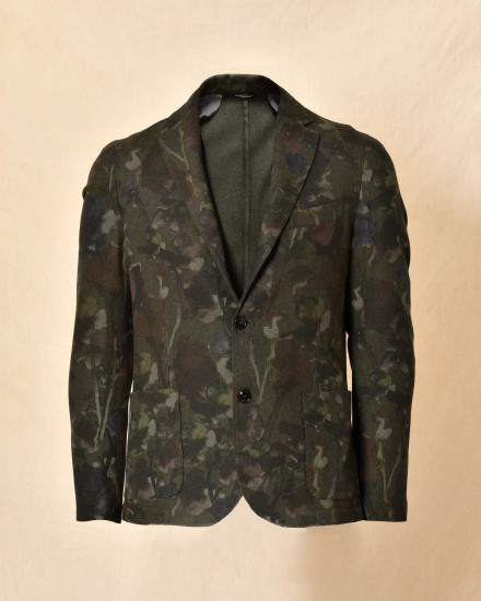 Veste blazer à motif camouflage floral kaki Daniele Alessandrini