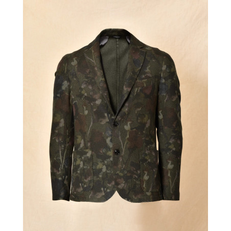 Veste blazer à motif camouflage floral kaki Daniele Alessandrini
