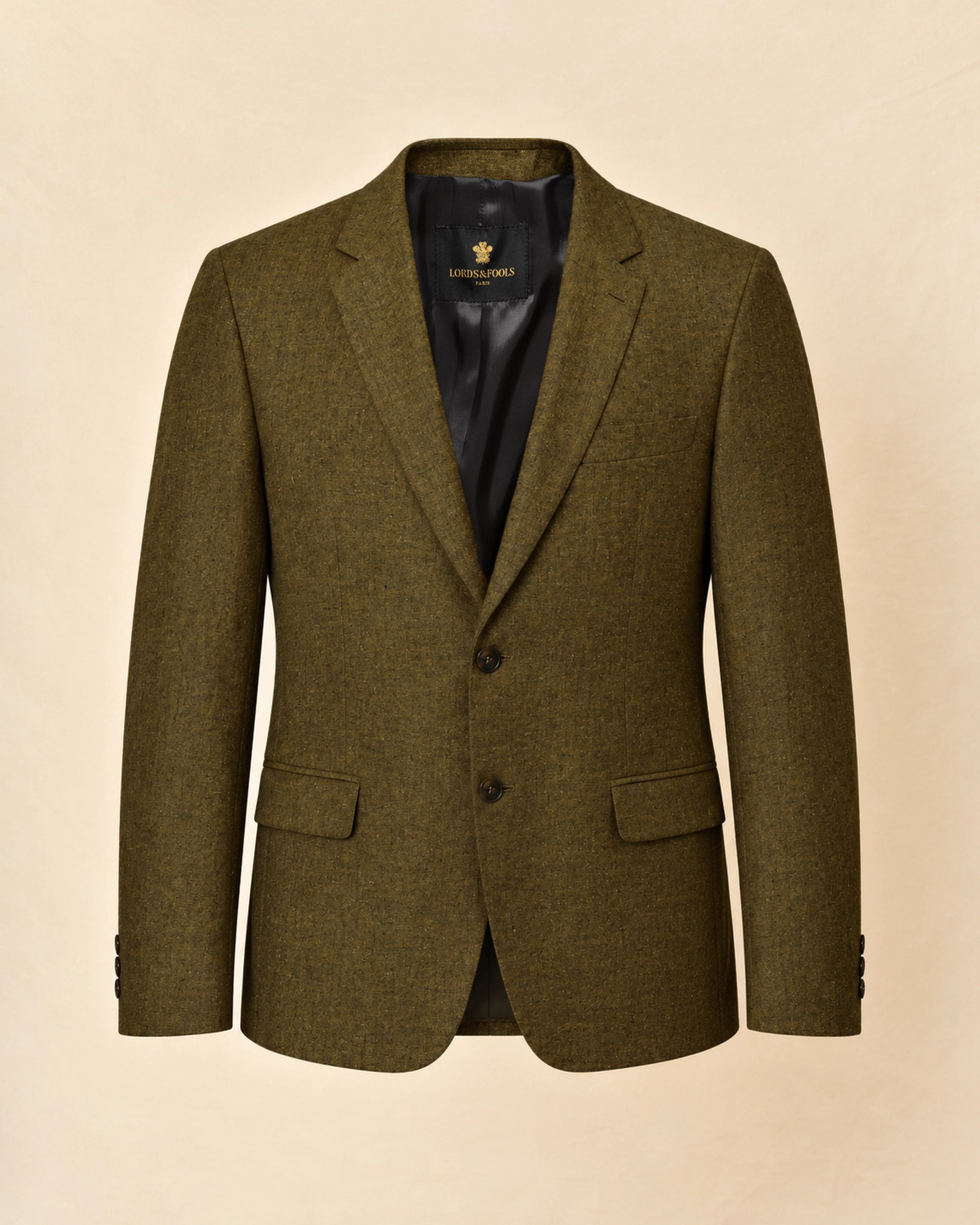 Veste blazer en soie kaki chiné Lords & Fools