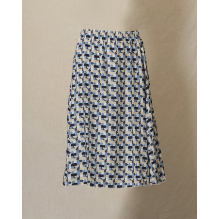 Jupe évasée à motifs abstraits bleus Whyci Milano