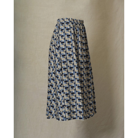Jupe évasée à motifs abstraits bleus Whyci Milano