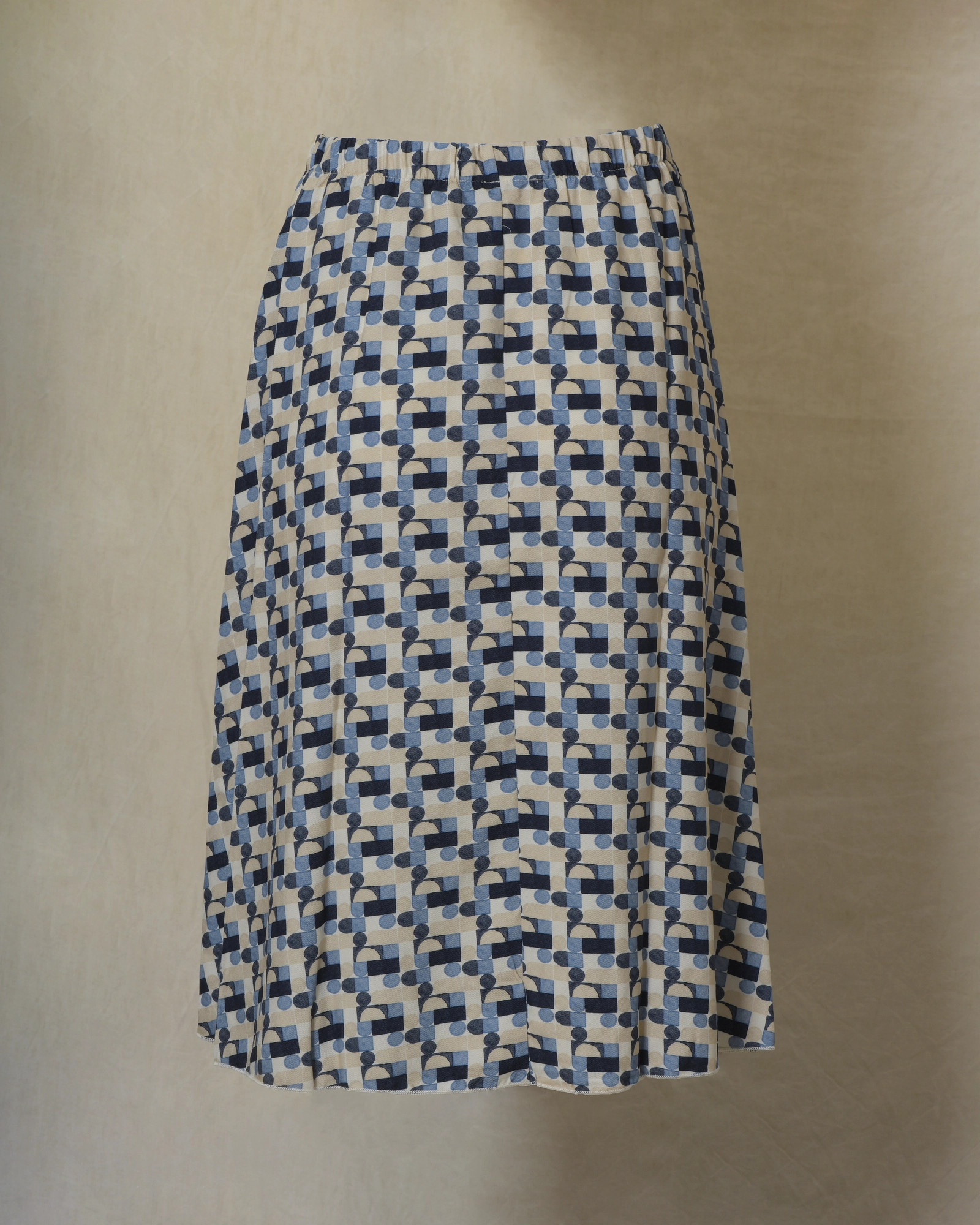 Jupe évasée à motifs abstraits bleus Whyci Milano