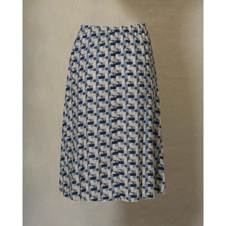 Jupe évasée à motifs abstraits bleus Whyci Milano