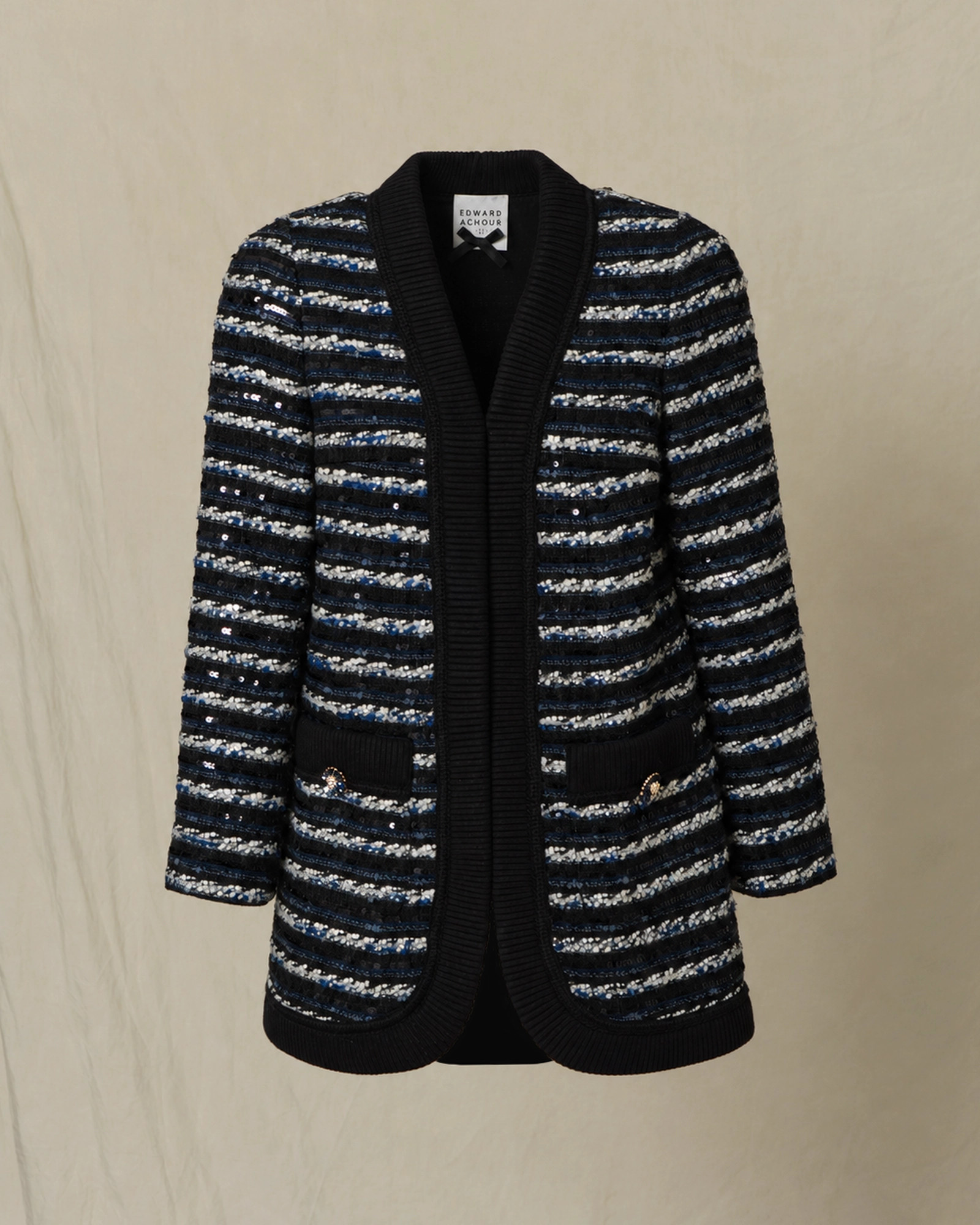 Veste en laine à sequins noir Edward Achour