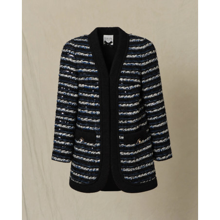 Veste en laine à sequins noir Edward Achour
