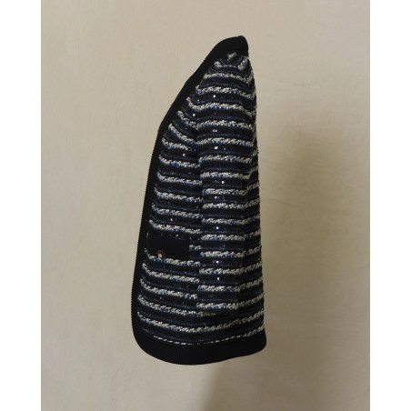 Veste en laine à sequins noir Edward Achour