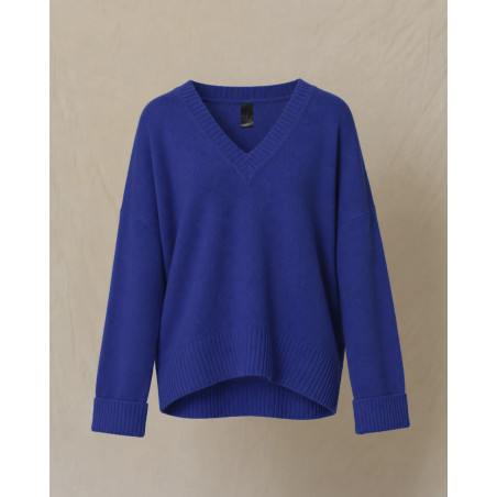 Pull en laine et cachemire oversize bleu Emma White