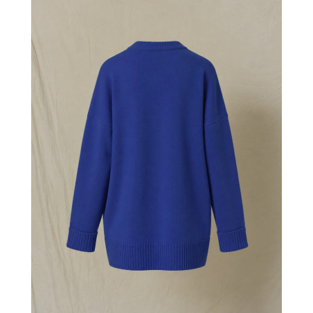 Pull en laine et cachemire oversize bleu Emma White