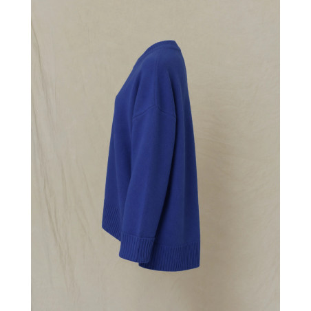 Pull en laine et cachemire oversize bleu Emma White