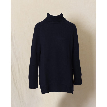 Pull à col roulé oversize bleu marine Emma White