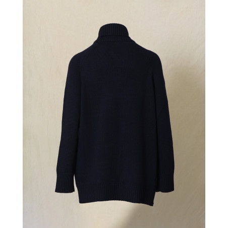 Pull à col roulé oversize bleu marine Emma White