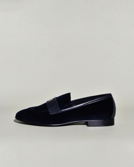 Mocassins en velours bleu marine Lorena Antoniazzi